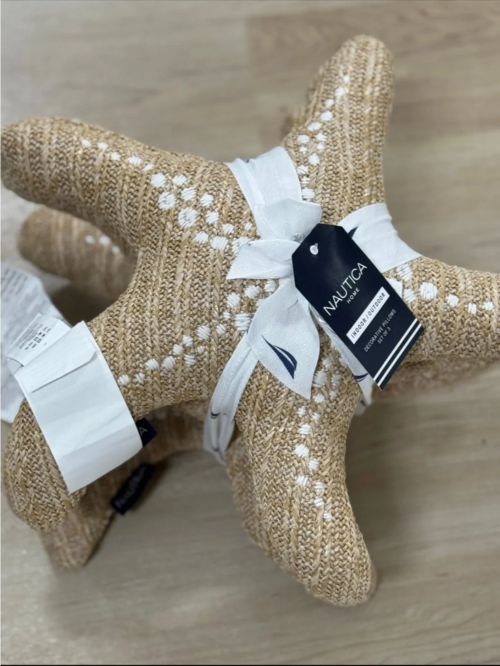 Nautica Tan Starfish Accent Pillow - Coastal Decorative Throw